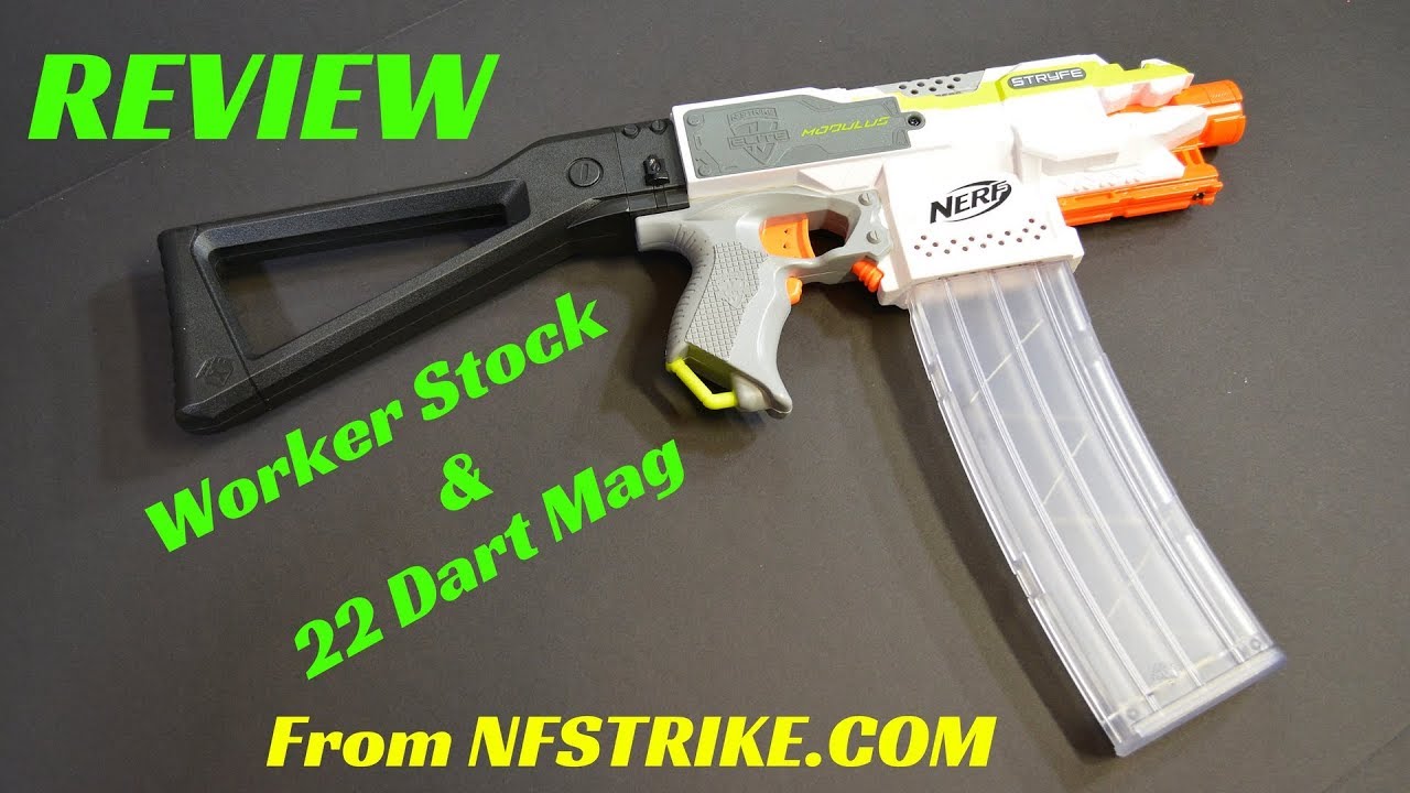 [Обзор] Приклад для бластера Nerf Worker и магазин на 22 дротика типа &laquo;банан&raquo; от NFSTRIKE.com