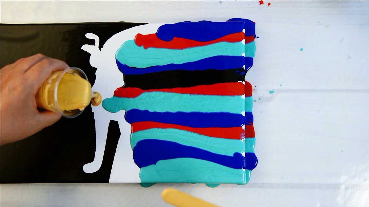 (163) Egyptian Silhouette Acrylic Pour/Swipe Painting