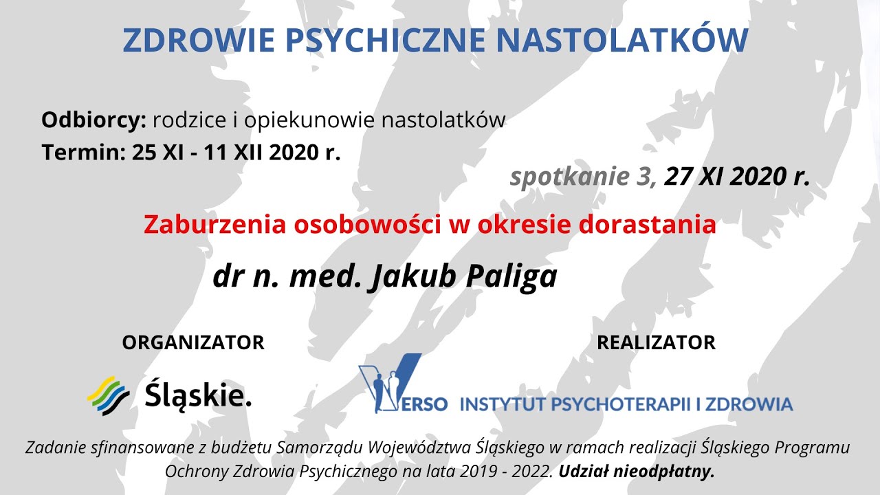 Zaburzenia osobowości w okresie dorastania. Zdrowie psychiczne nastolatków, 27 11 2020