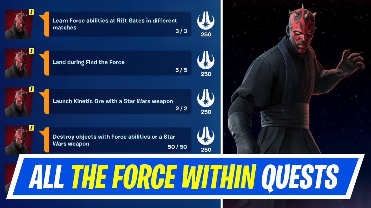 Fortnite Complete The Force Within Quests - How to Collect Sith Holocrons by completing quests