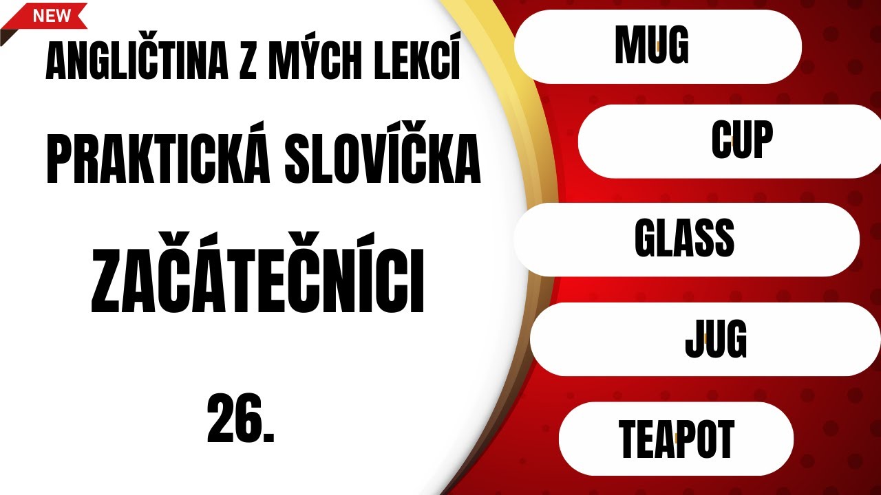 Mug, cup, glass, teapot, salt shaker, sugar bowl: nádobí v angličtině | Praktická slovíčka zdarma