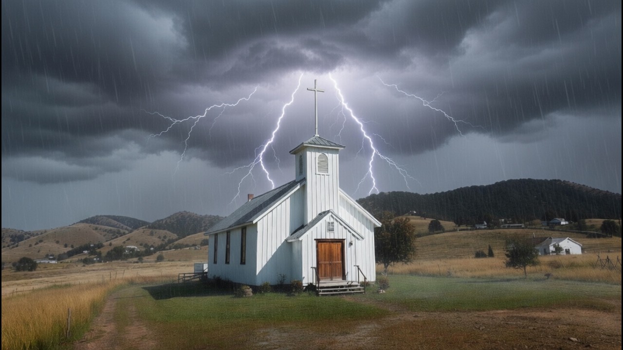Stormy Church Night | Thunder & Heavy Rain Black Screen Sleep (1 Hour)