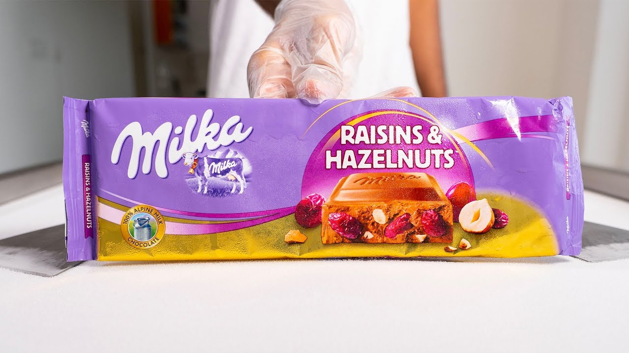 MILKA RAISINS NUTS ICE CREAM ROLLS - SATISFYING ASMR