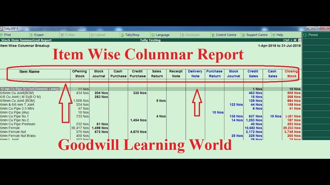 Tally TDL for Item Wise Columnar Report   :Tally Add on for Item Wise Columnar Report