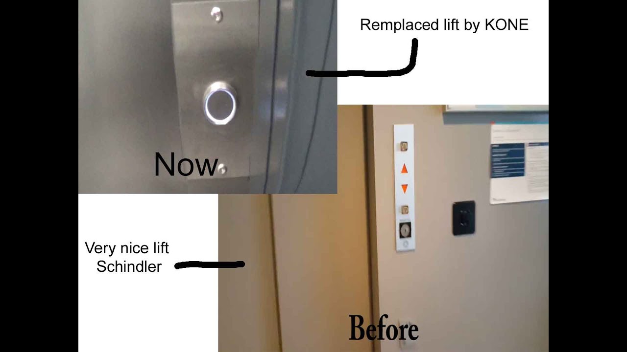 Three lifts modernized!!! this are old Schindler before and after modernization @ Baden, Switzerland