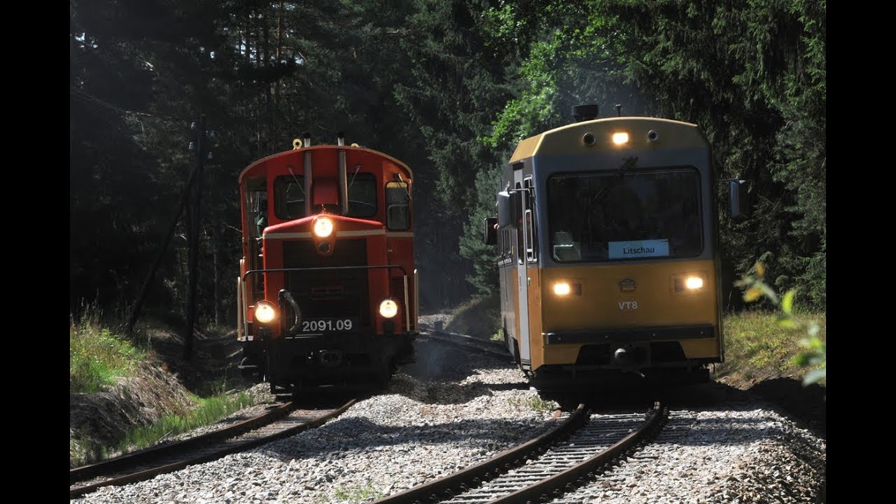 Waldviertelbahn NÖVOG VT8 bzw ÖBB 5090.08 von Gmuend nach Litschau 5. 8. 2017