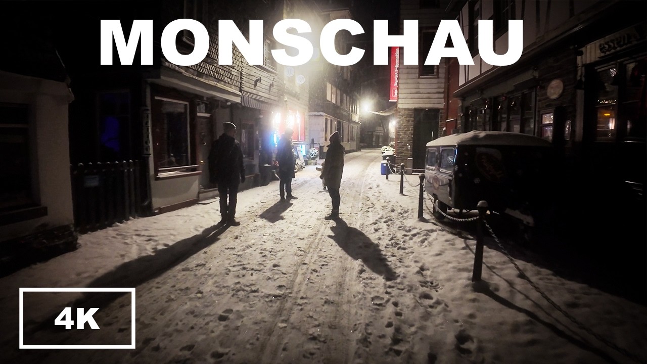 Wintertraum Monschau ❄️  Spaziergang durch's verschneite Eifel-Städtchen am Abend I Walking Tour 4K