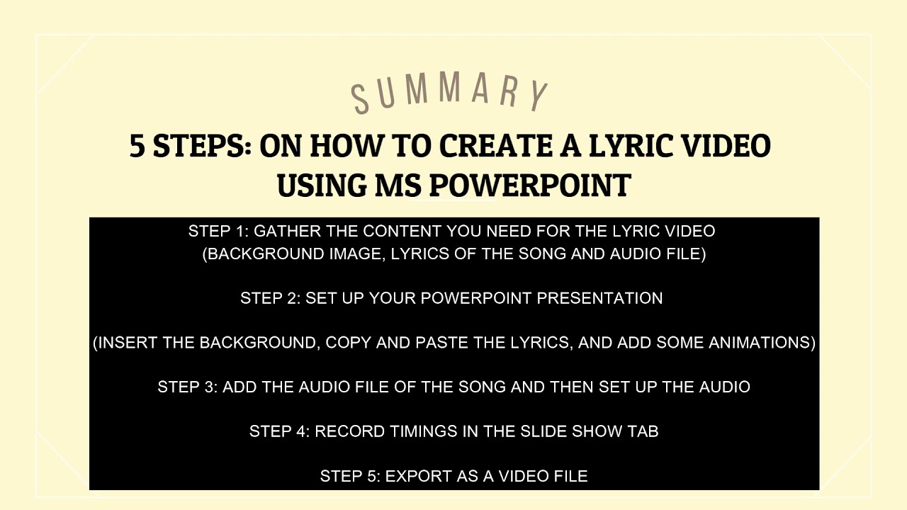HOW TO MAKE A LYRIC VIDEO USING MS POWERPOINT