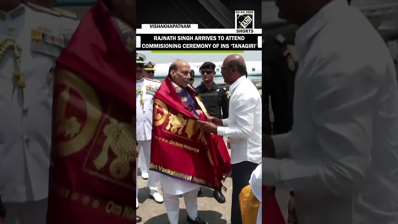 Defence Minister Rajnath Singh arrives to attend commissioning ceremony of Indian Navy&rsquo;s &lsquo;Taragiri&rsquo;