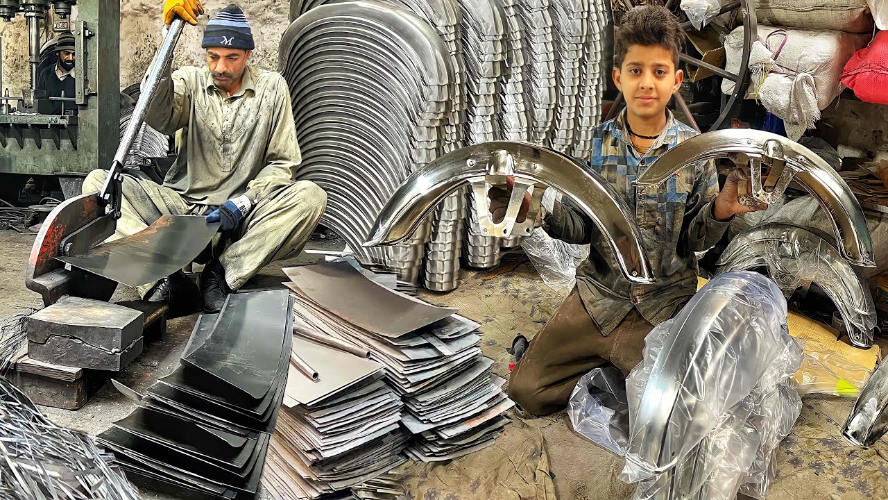 Production Process of Motorcycles Mudguards || How to Make a Motorcycle Fender