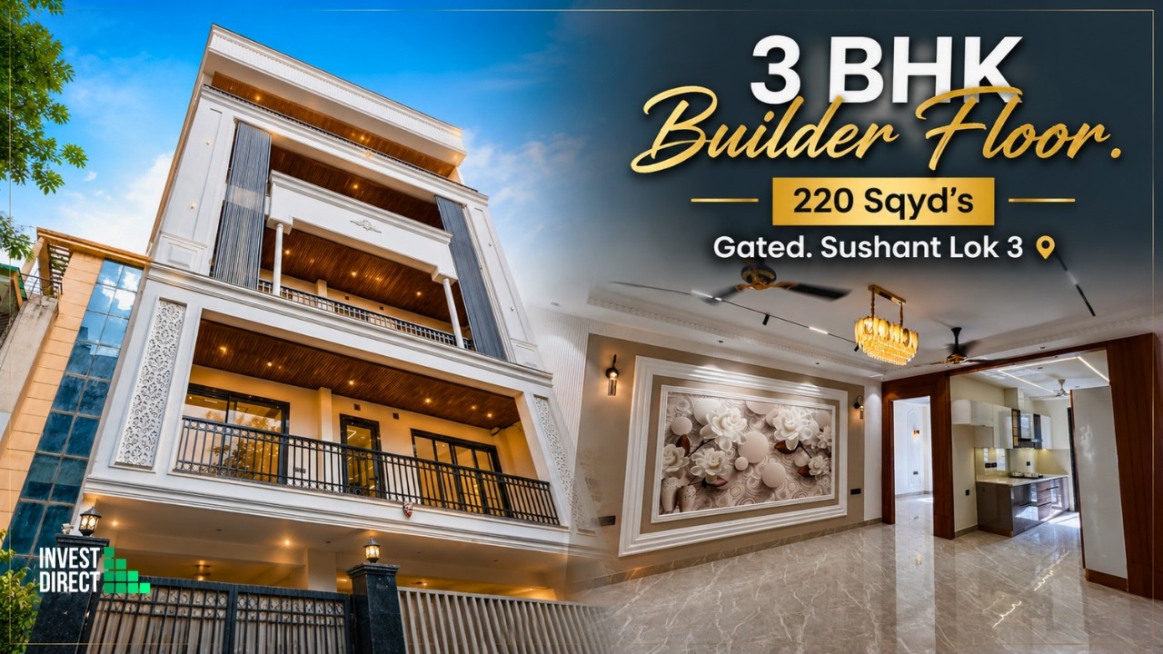 ₹ 2.79 Cr Luxury 3 BHK Builder Floor in Sushant Lok 3 | Gated.