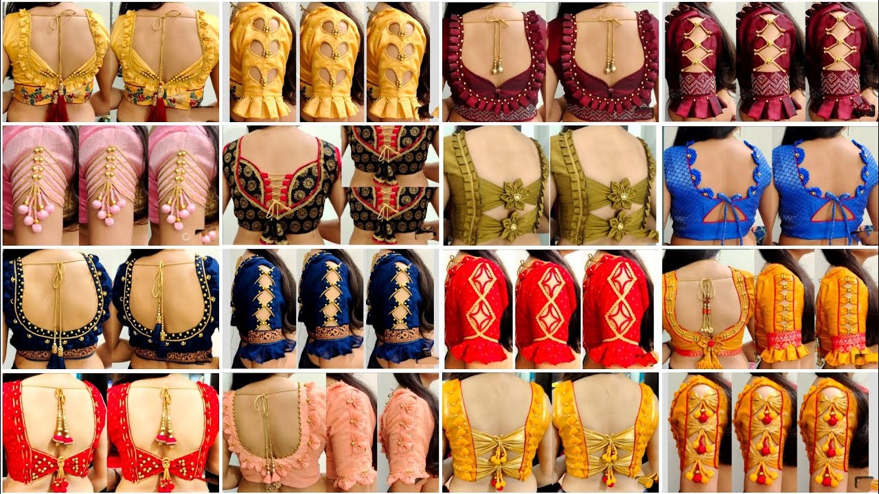 🎊80+ New Model Back Neck Blouse With Matching Sleeve Design l Stylish Blouse & Sleeves Collection💖
