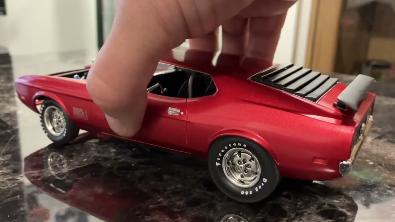 1971 Mustang MACH1 in 1/25 scale. AMT reissue of an MPC kit from the 1970s.
