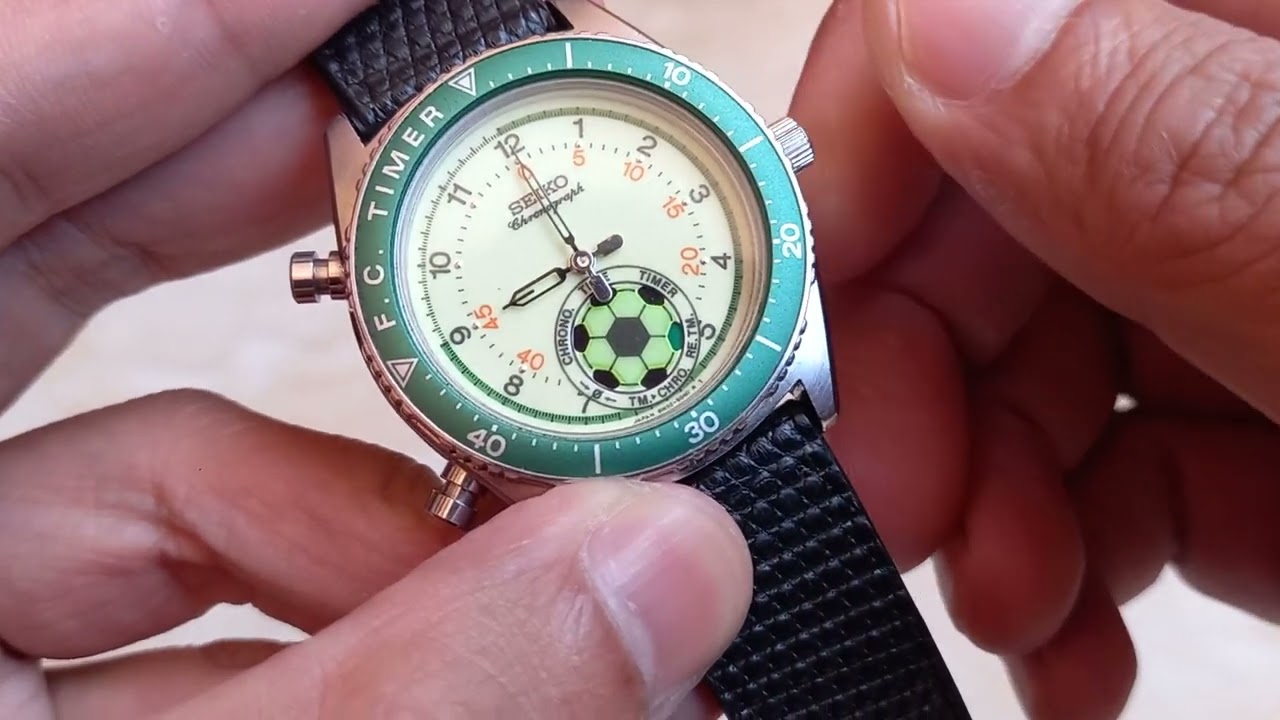 SEIKO FC TIMER SOCCER 8m32 6010 dancing hands FULL LUME RARE N COLLECTIBLE ITEM
