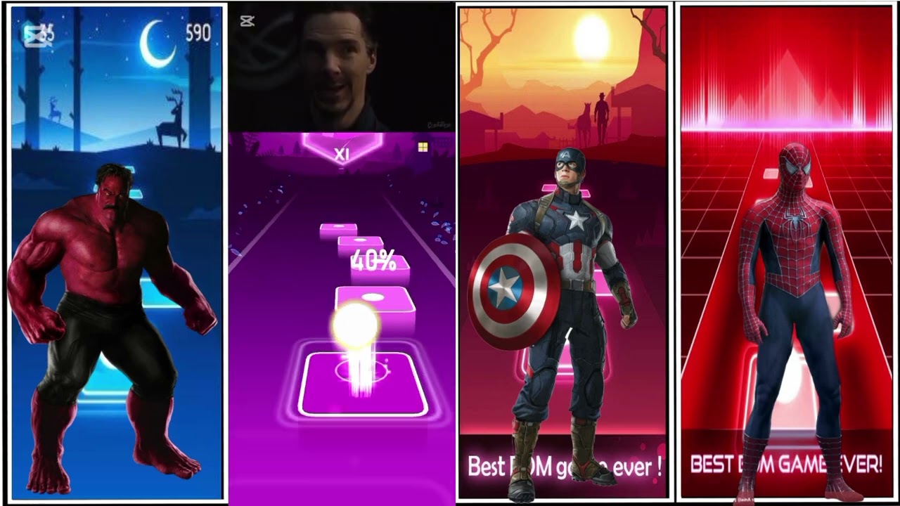 RED HULK VS DOKTOR STRENGE VS CAPITAN AMERICA VS SPAYDERMAN VS TILES HOP