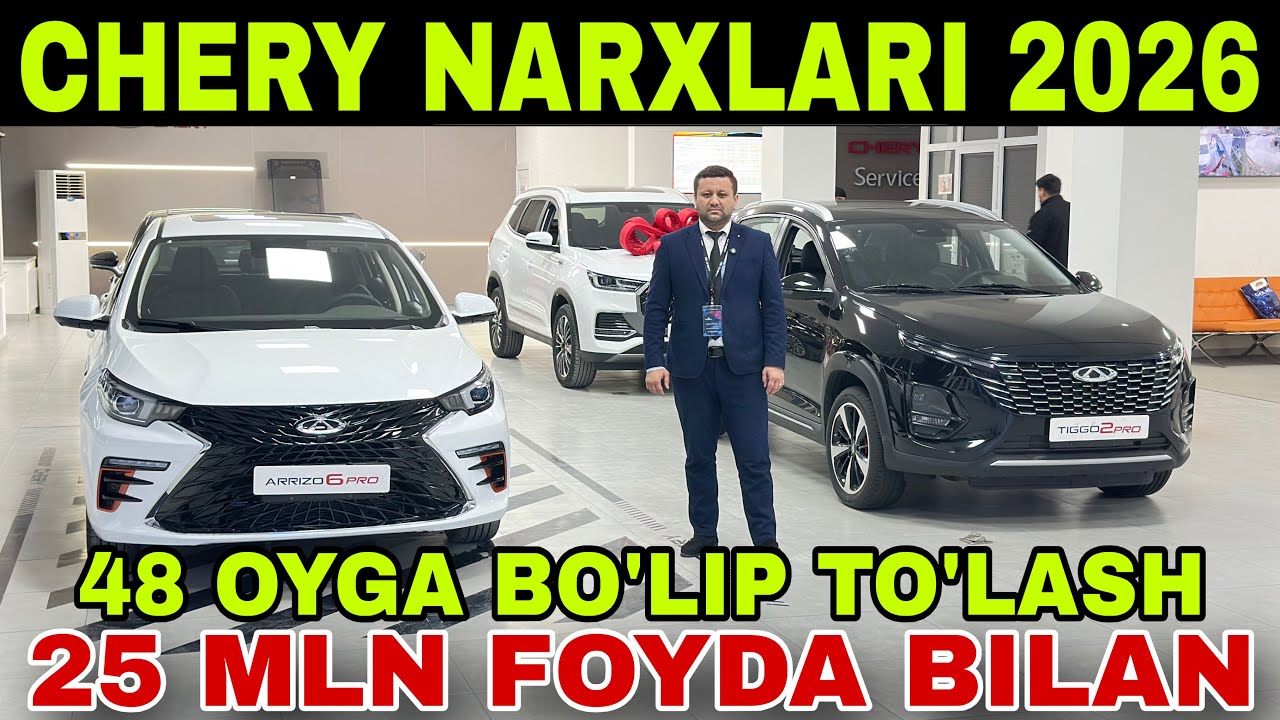 25 MLN FOYDA BILAN 4 YILGA MUDDATLI TO’LOVGA CHERY OLING… NAVOIY CHERY AVTOSALONIDA YANGILIK…