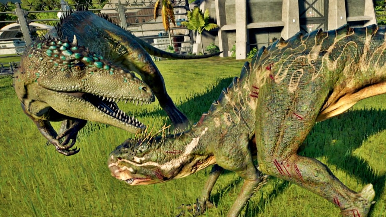 Carcharodontosaurus Vs Scorpius Rex #jurassicpark dinosaurs #asmr  fighting