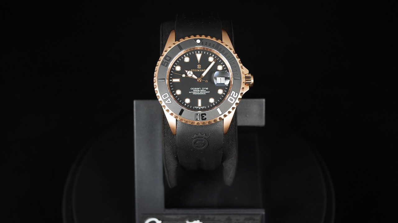 Steinhart Ocean One 42 Swiss Automatic Men's Watch Pink-Gold Ceramic 103-0893