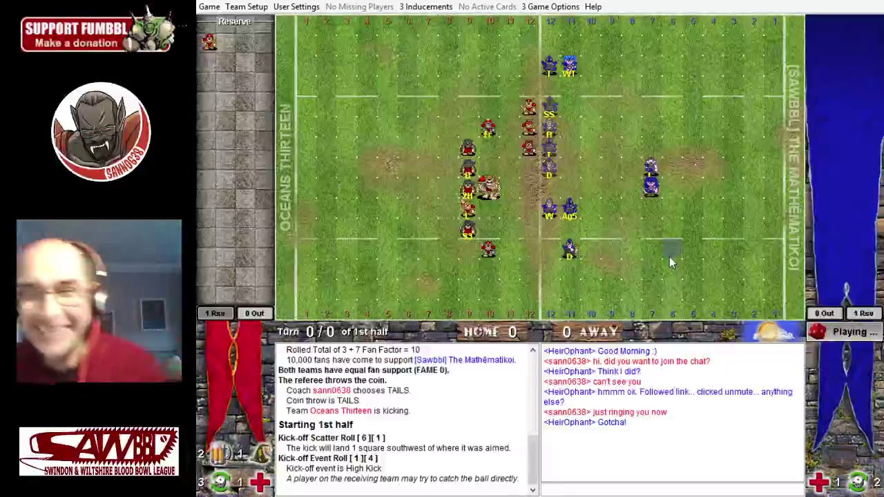 Fumbbl Blood Bowl whole game Skaven v Dark Elves, 1400TV