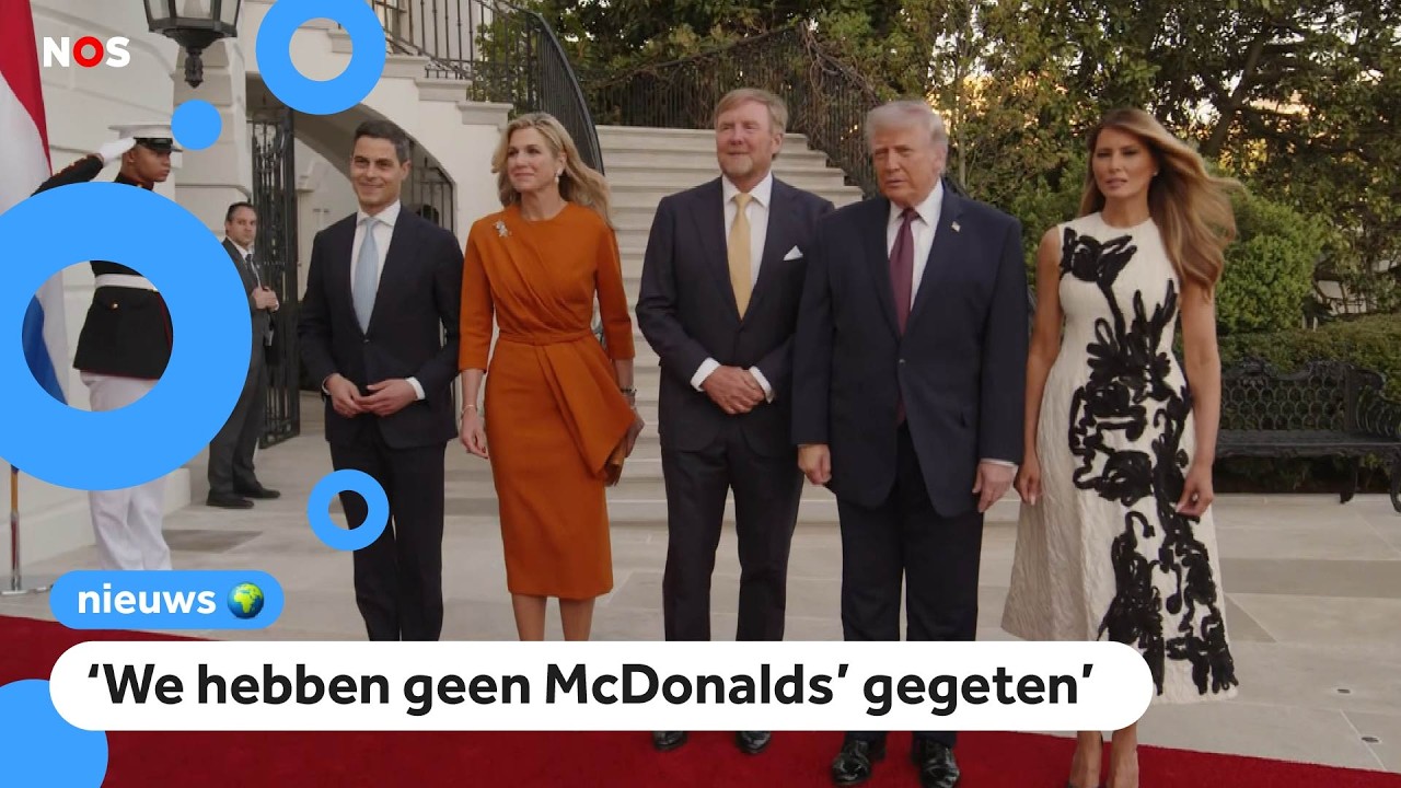 Koning en koningin eten en slapen bij Trump