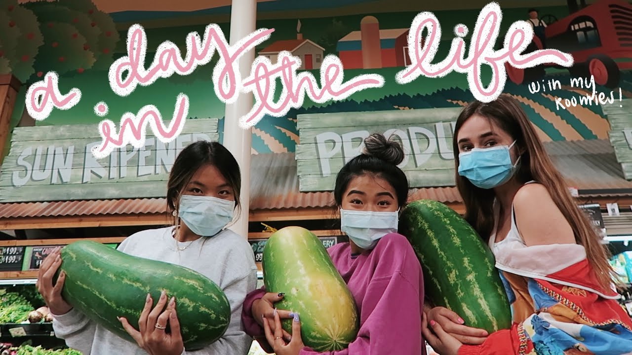 A day in my life // online school, cafe date + grocery shopping w/my roomies!