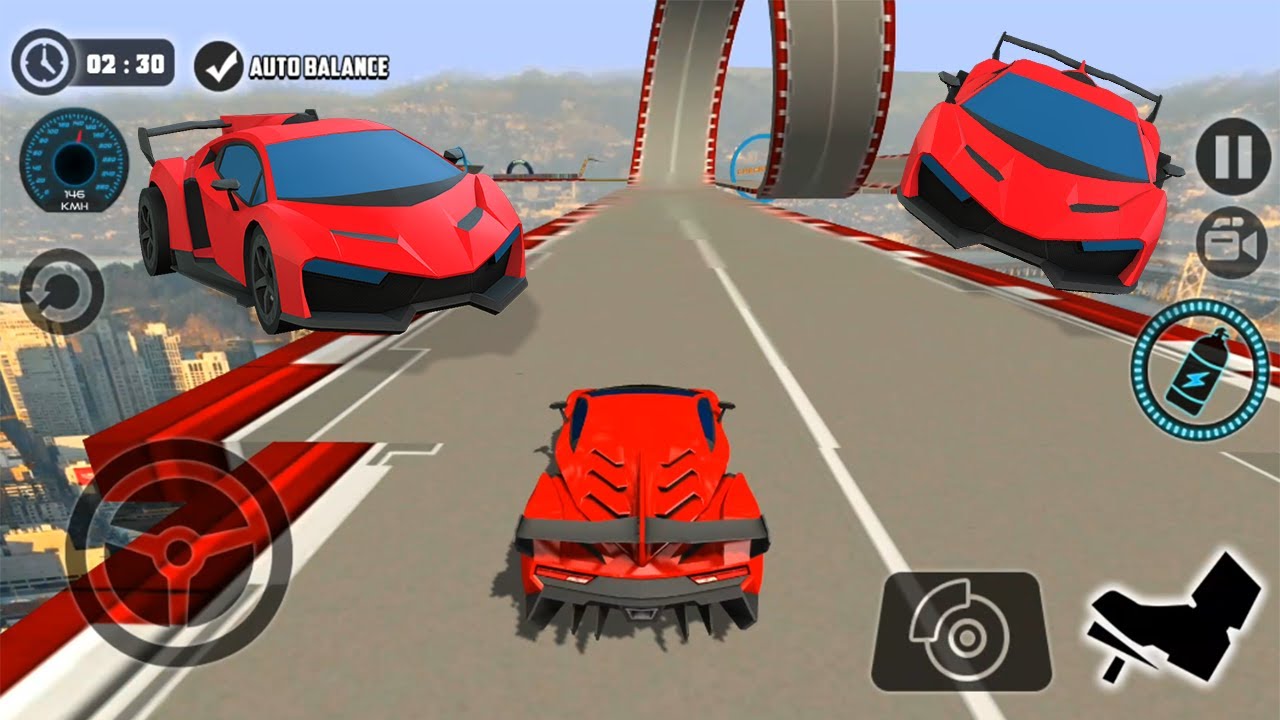 Impossible Car Tracks 3D - Red Sport Car Driving Simulator Stunts Levels 1 to 9 Completed Gameplay