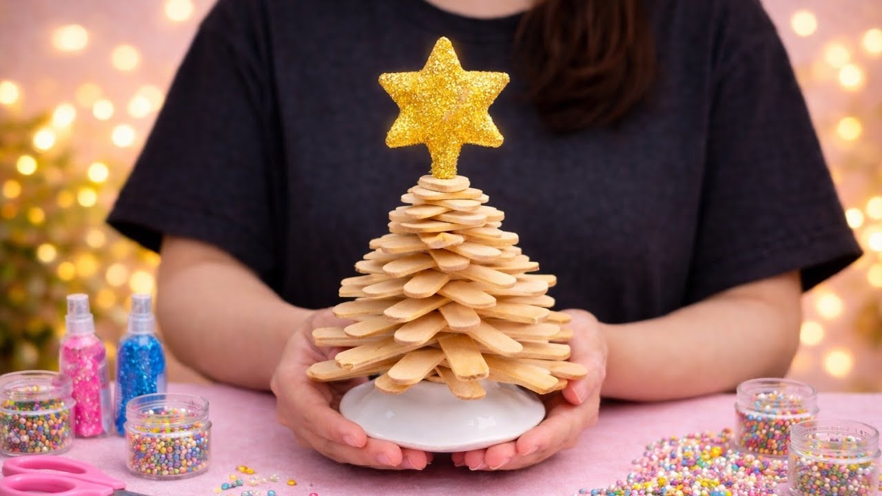 DIY Popsicle Stick Christmas Tree | Easy Handmade Home Decor  🎄🌟