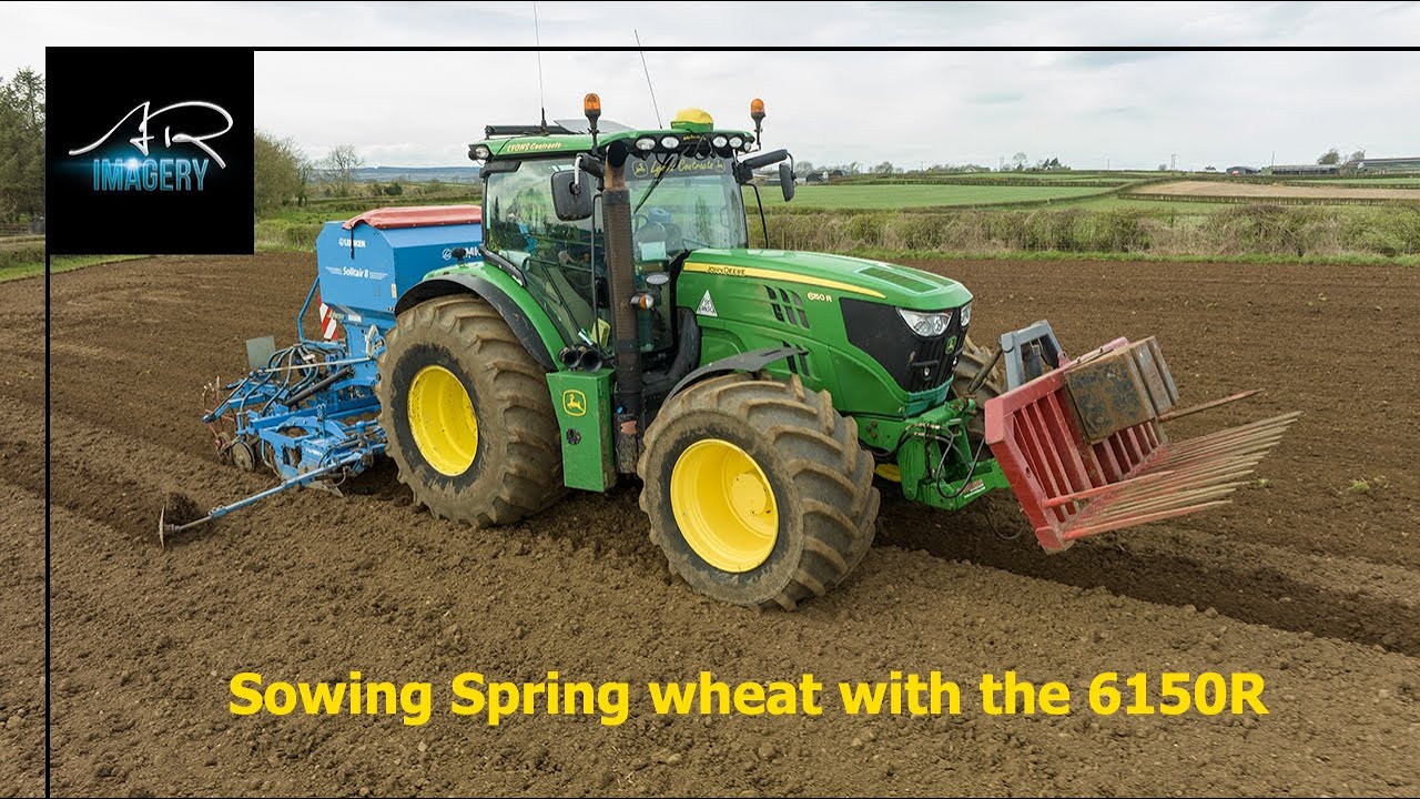 John Deere 6150R drilling with the Lemken Solitair 8 Combi Drill