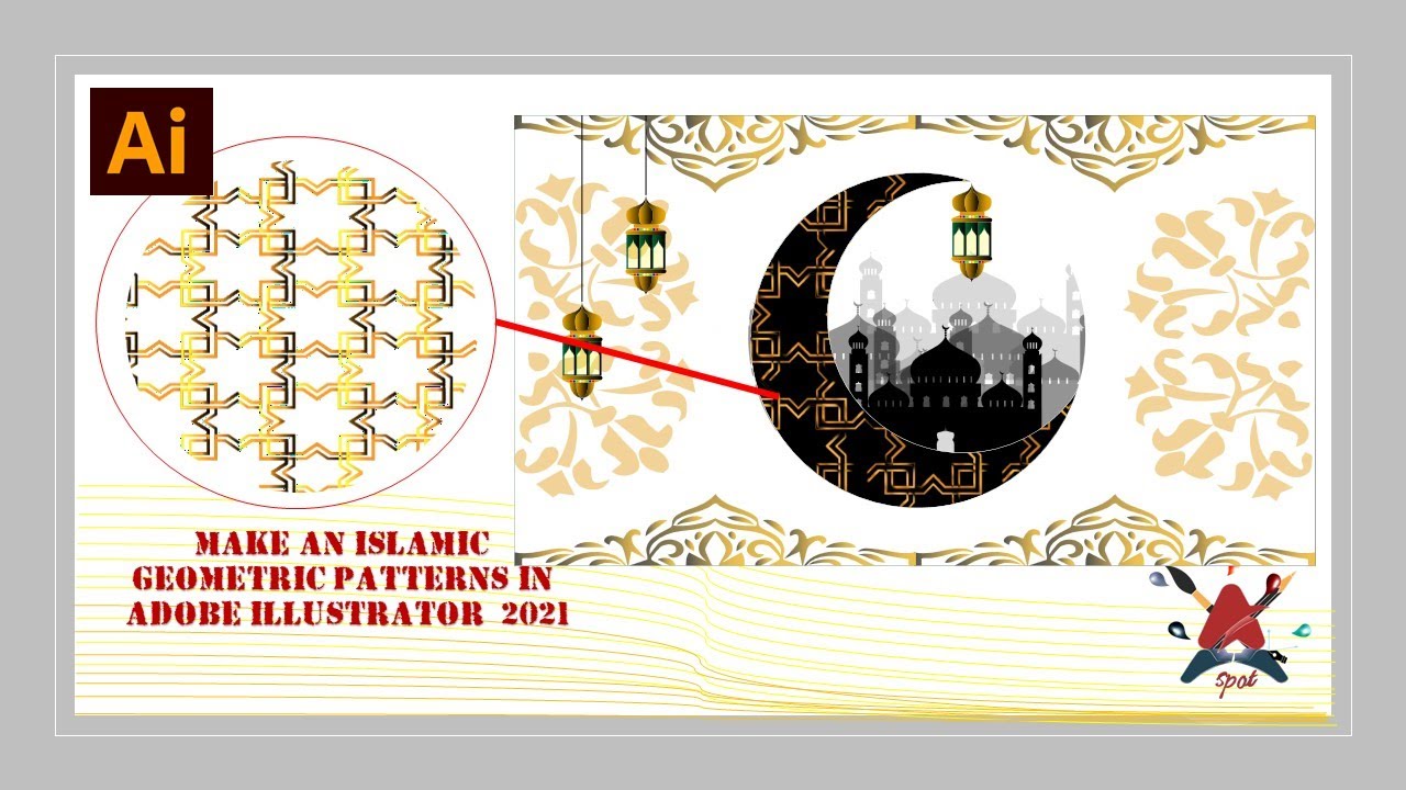 Create  an Islamic geometric patterns in # adobe 2021 illustrator كيفية عمل زخارف اسلامية