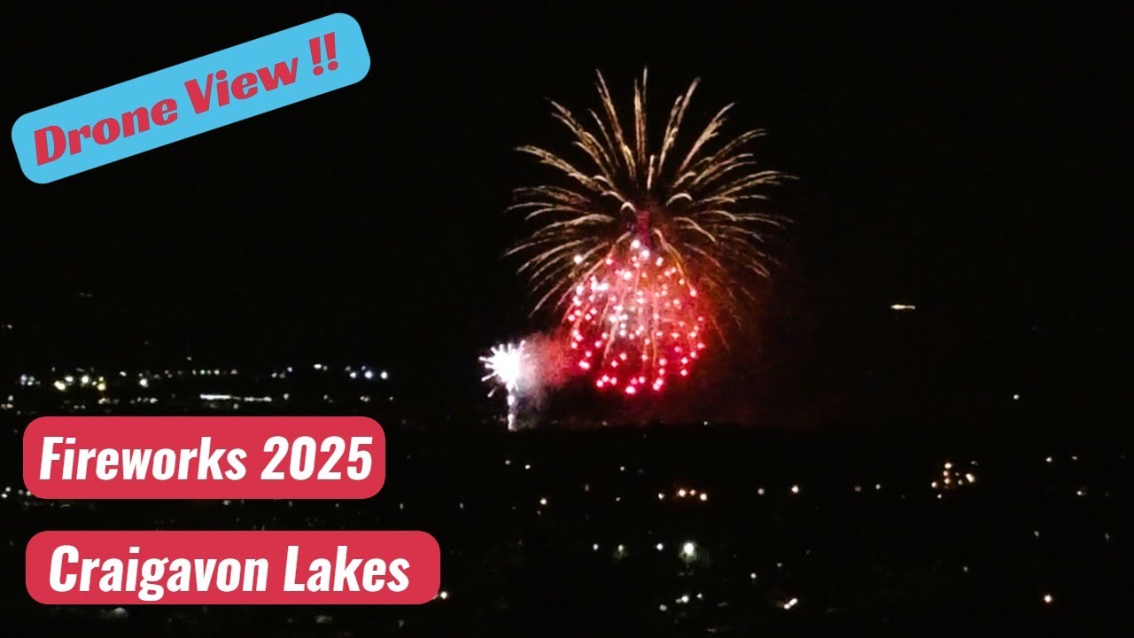 Craigavon Fireworks Display 2025. Drone View.