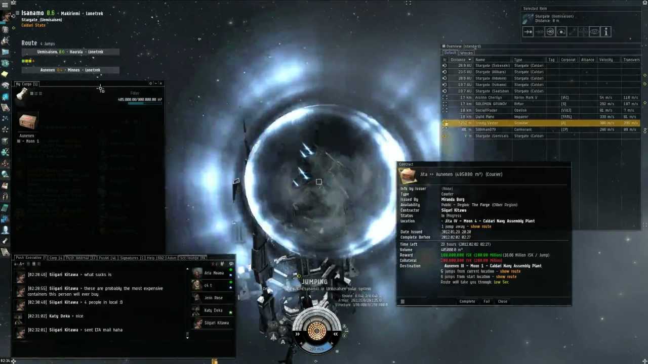 Delivering a scam contract to lowsec in a freighter