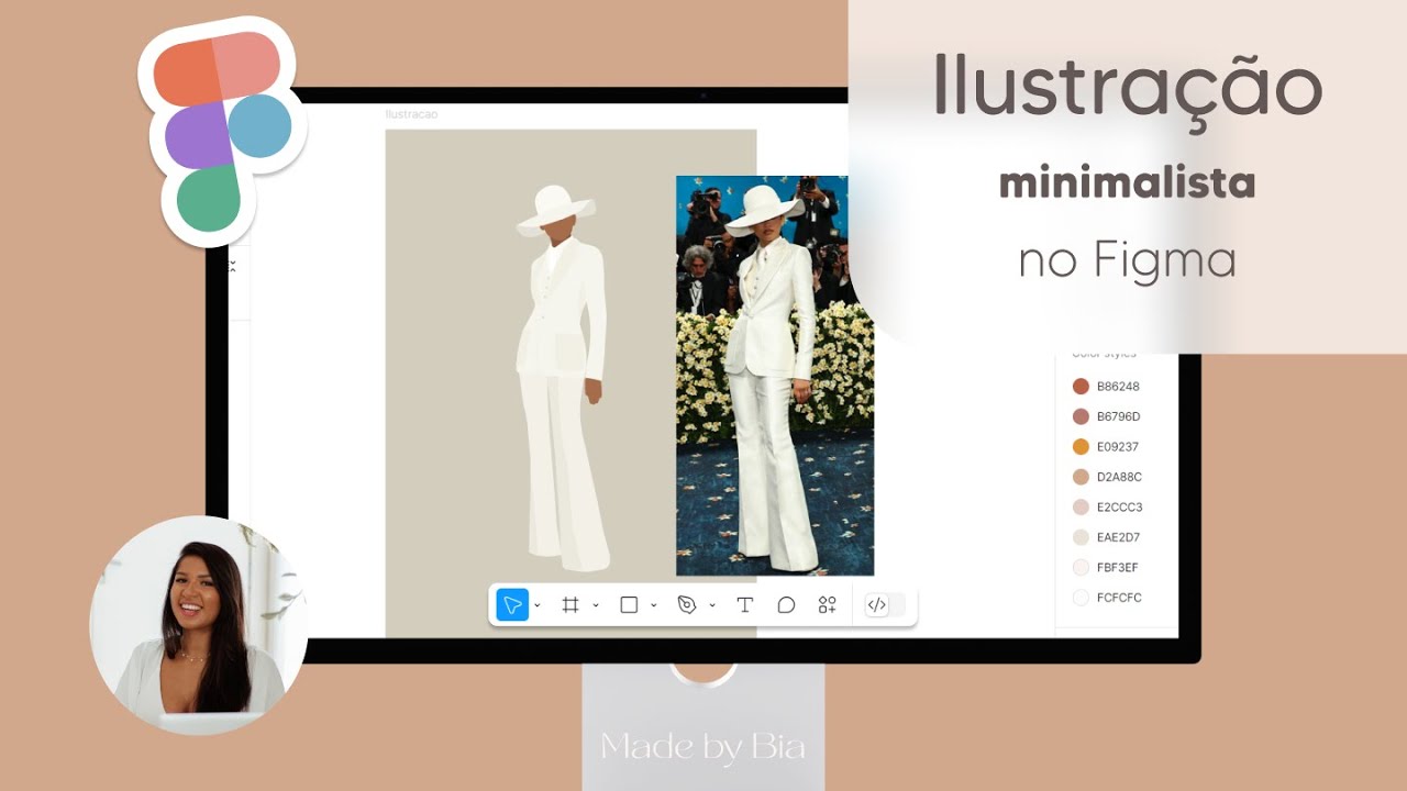 Tutorial de ilustração vetorizada no Figma - Zendaya Met Gala 2025.