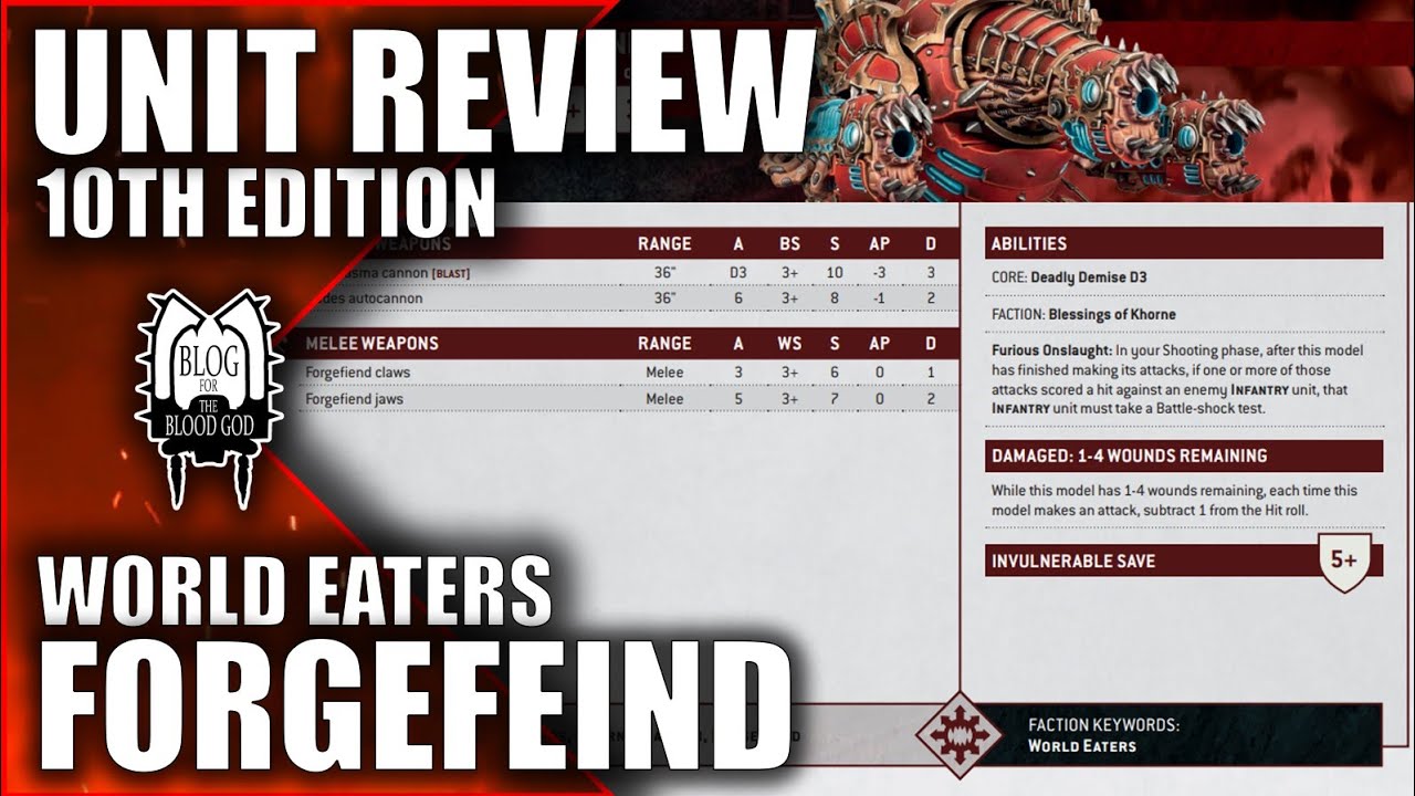Forgefiend Datasheet Review - 10th Edition - World Eaters
