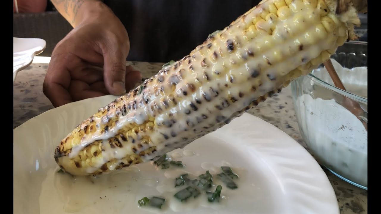 khmer food- Grilled Corns With Coconut milk ពោតអាងជាមួយខ្ទិះដូង
