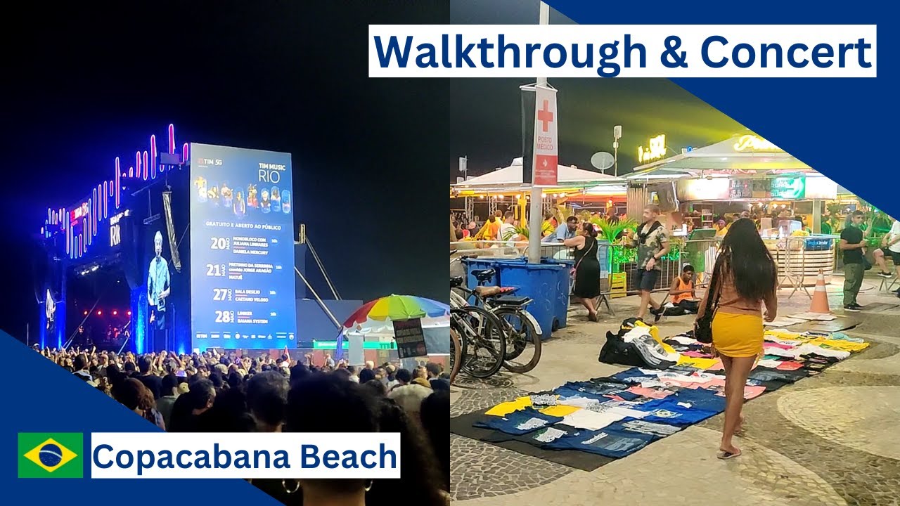 🇧🇷 Copacabana Beach Walk Through | Tim Music Rio | Rio de Janeiro, Brazil | May 2023