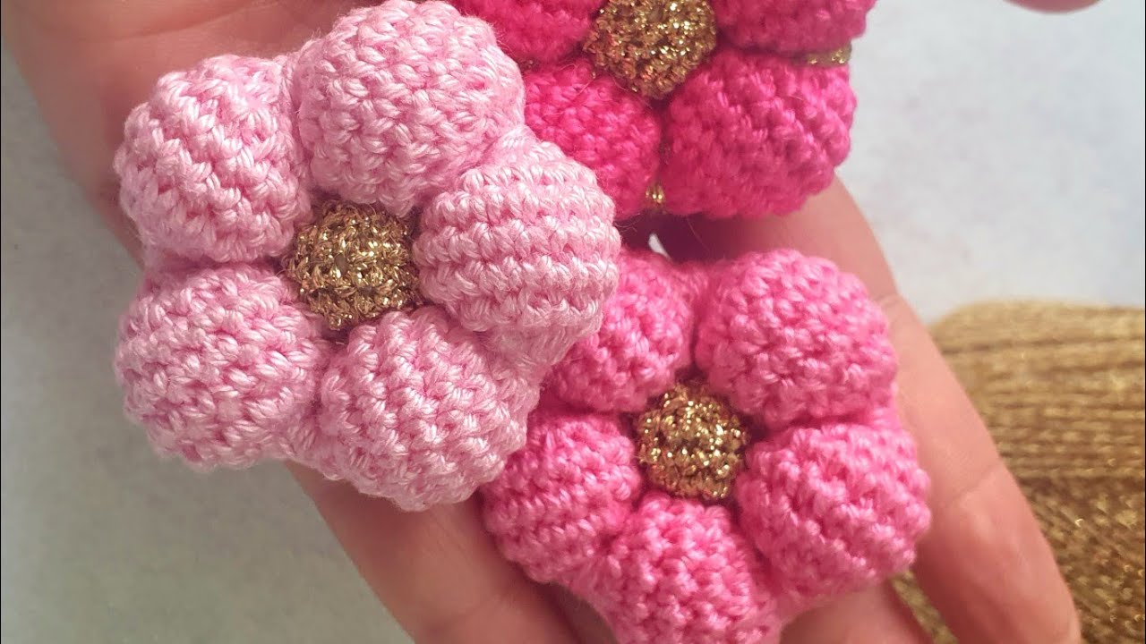 Amigurumi uncinetto fiore decorazione portachiavi spilla fermaglio per capelli