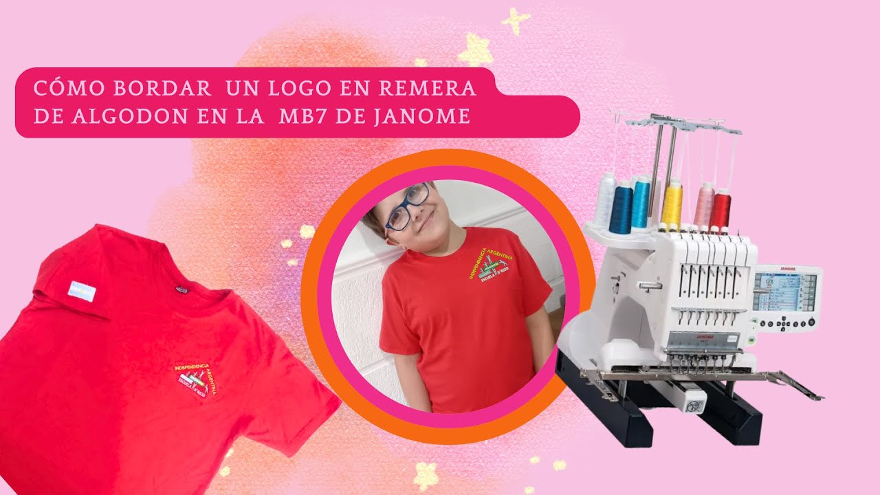 BORDADO DE LOGO EN REMERA ESCOLAR EN LA BORDADORA MB7 DE JANOME