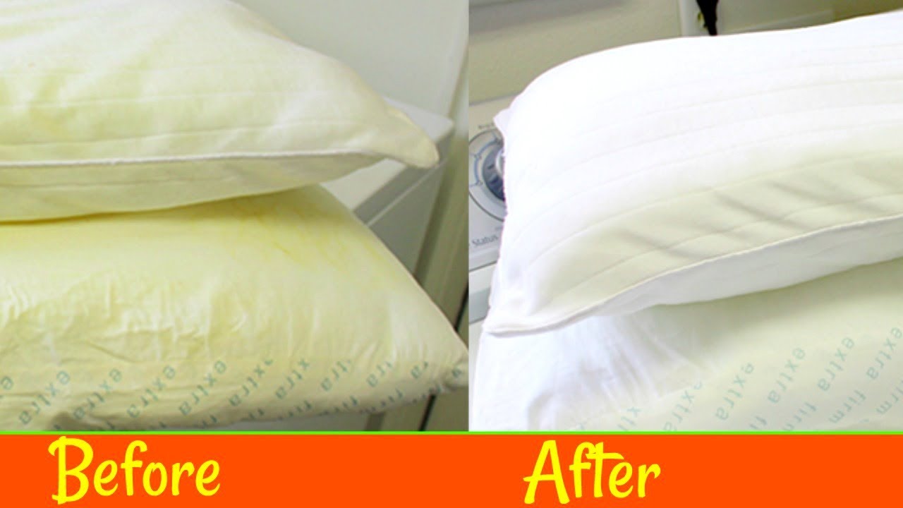 HOW TO WASH YELLOWED PILLOWS: Yellow & Flat to White & Fluffy!  |SolutionsRoom|