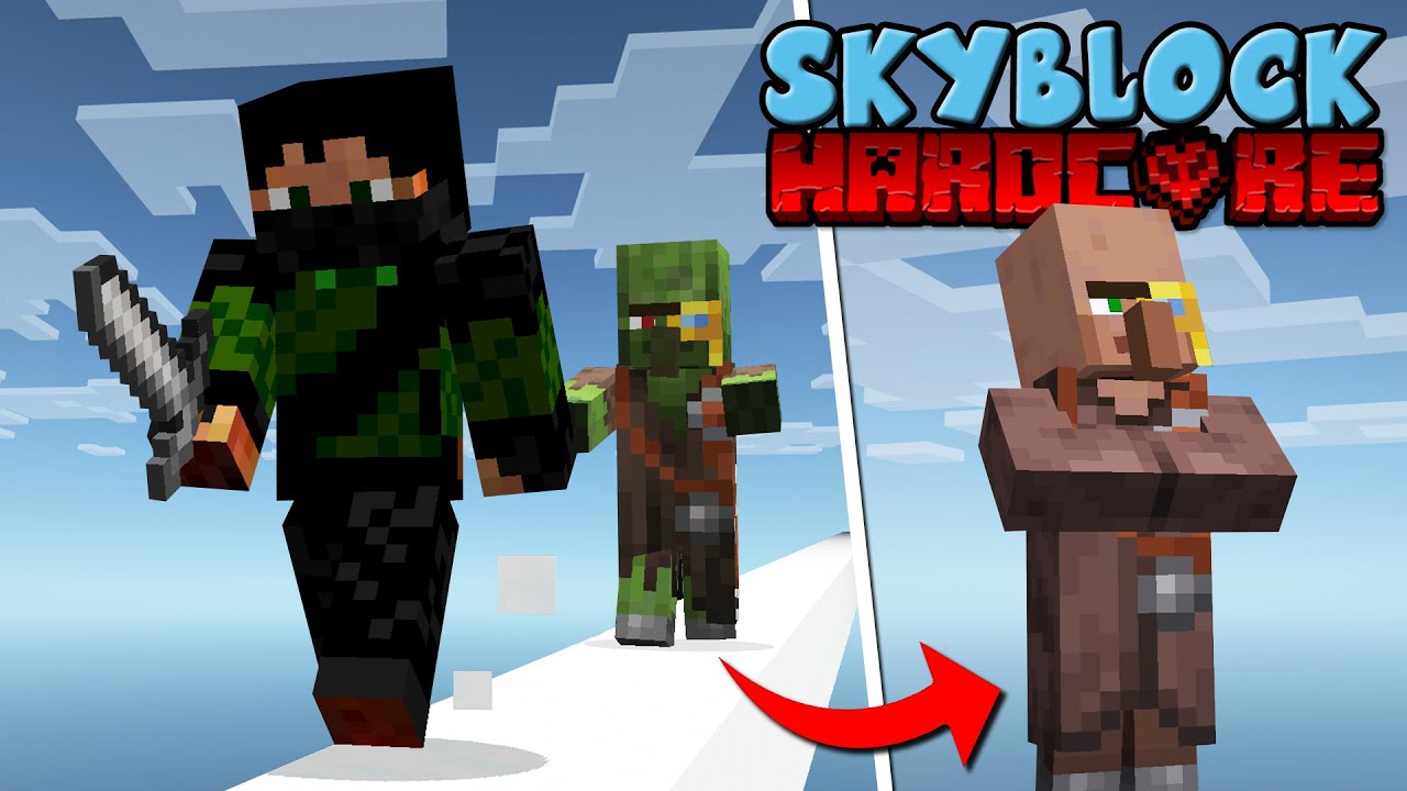 How to get Villagers in Minecraft Hardcore Skyblock! #9