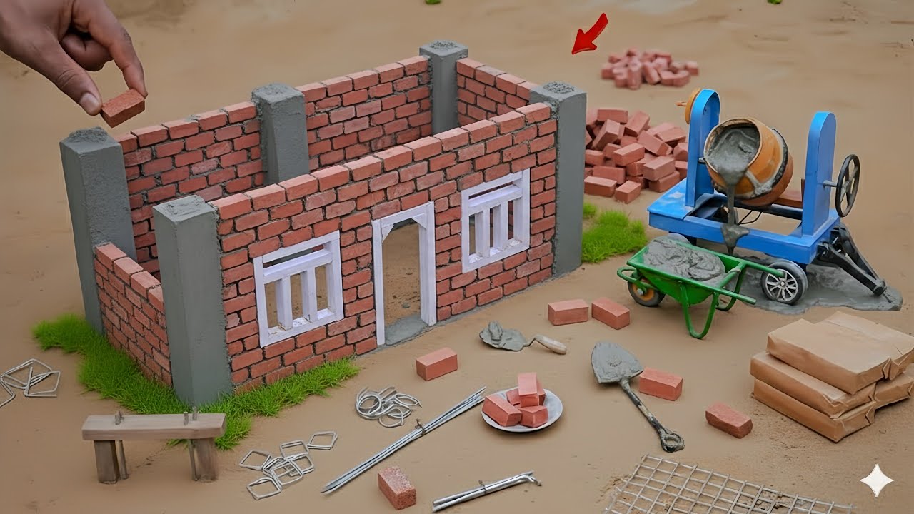 Lightning struck a house on fire   DIY mini brick house building science project @zonecreative1 