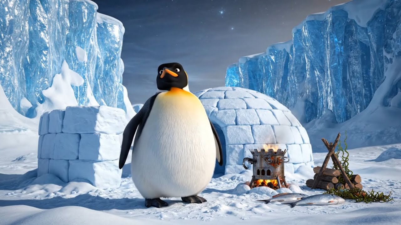 Plump Penguin vs Arctic Blizzard: Dragging a Tiny Stove to Survival | Pixar-Style 3D