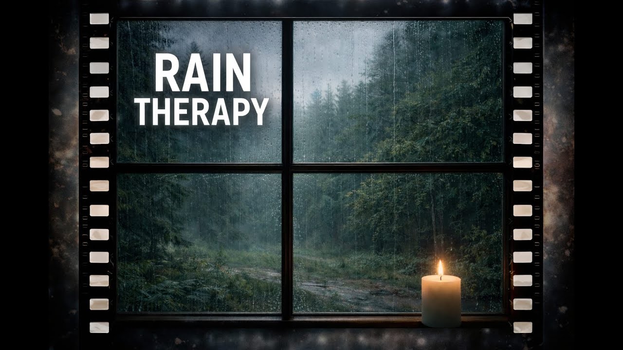 4 Hours of Rain on Window in a Forest Cabin 🌧️ Candlelight Ambience for Sleep, Study & Relaxation