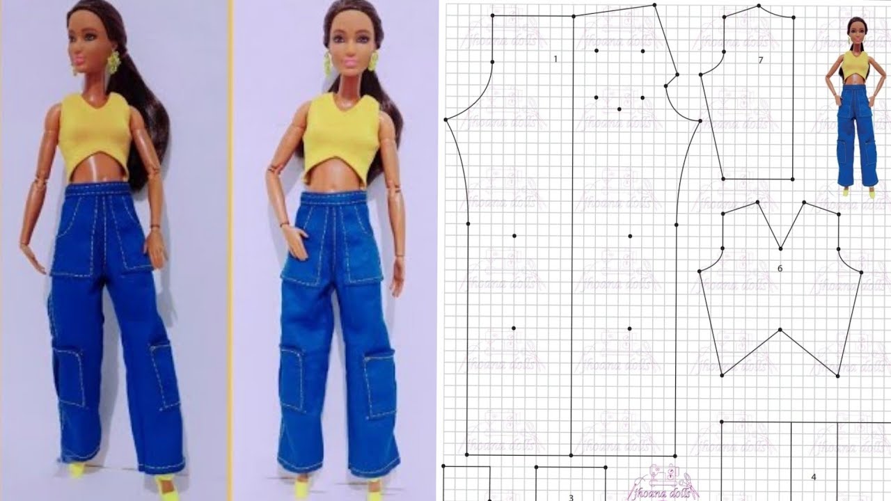 68 pantalón cargo y top para Barbie (patrones en la descripción)