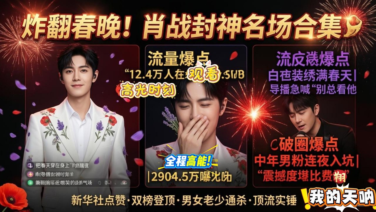 炸翻！肖战北京台春晚封神，12.4万人挤爆抖音直播间，服务器都要扛不住了😂！离谱！肖战唱《岁岁年年》唱哭全网，中年男粉连夜入坑：震撼度堪比费翔🤯！#肖战