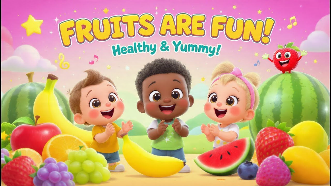 Fruity Fun Time! | Learning Fruits song for Kids | Nursery Rhyme & Healthy Eating Song