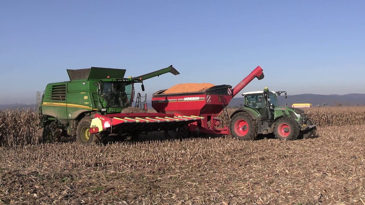 Maisernte in Maiszant - John Deere T560i, Fendt 724 Vario, Horsch UW 160
