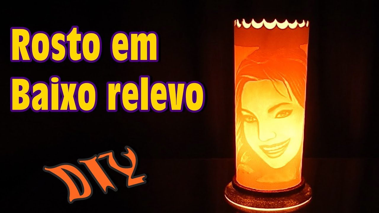 DIY Rosto em baixo relevo na Luminária de PVC
