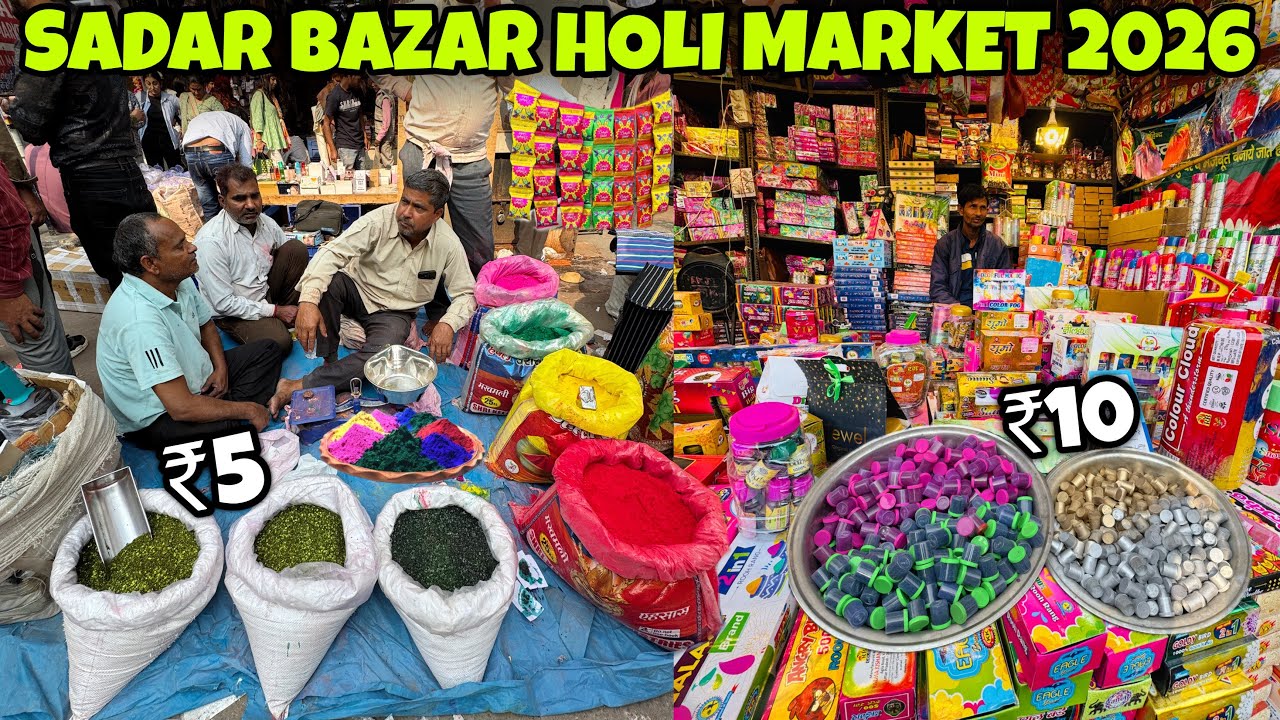 Cheapest Holi Market Sadar Bazar 2026 | Gulal Spray Pichkari Ka Full collection | Sadar bazar Holi