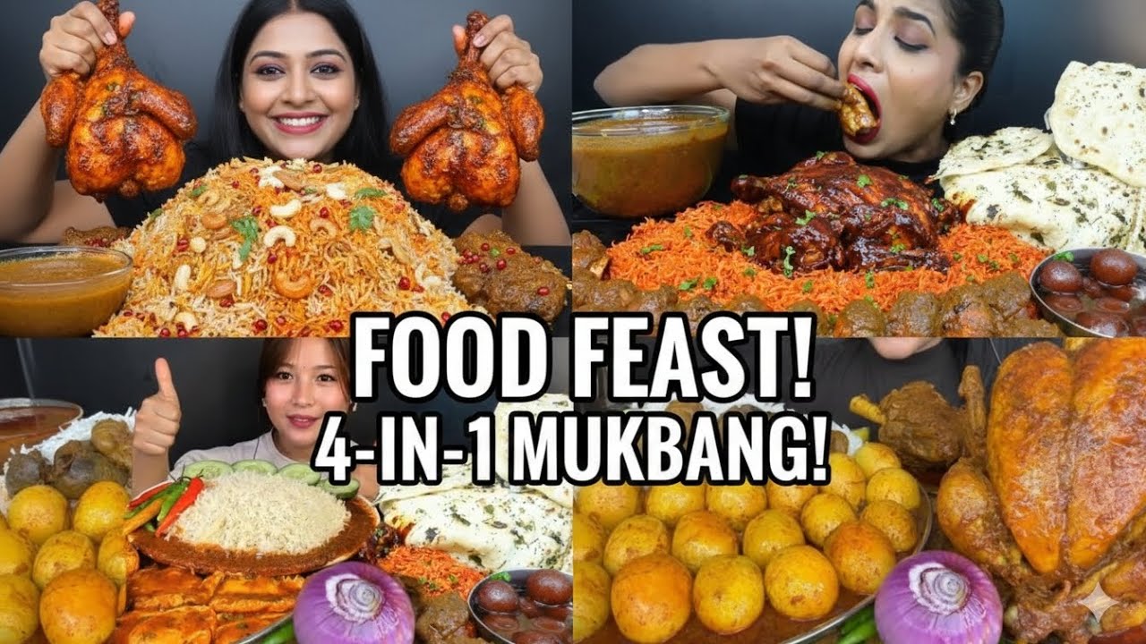 “MONSTER 4-IN-1 MUKBANG! 😱 🔥🍗 Giant Chicken, Biryani, Egg Curry & More!”#mukbang 