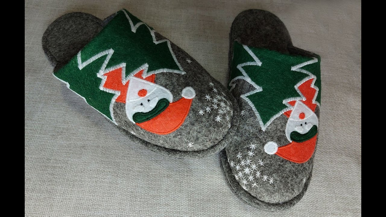 Как легко сшить тапочки с новогодним декором своими руками/How easy it is to sew slippers